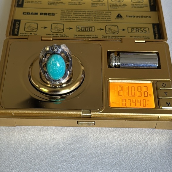 Native American Sterling Silver and Turquoise Ring size 9.5